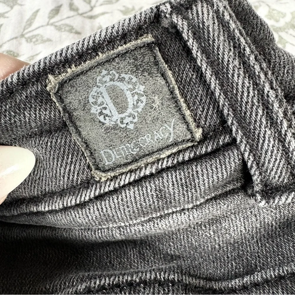 Democracy size 6 Grey High Rise Straight Leg Cropped Black Jeans Tiny Rinestones - Picture 5 of 12